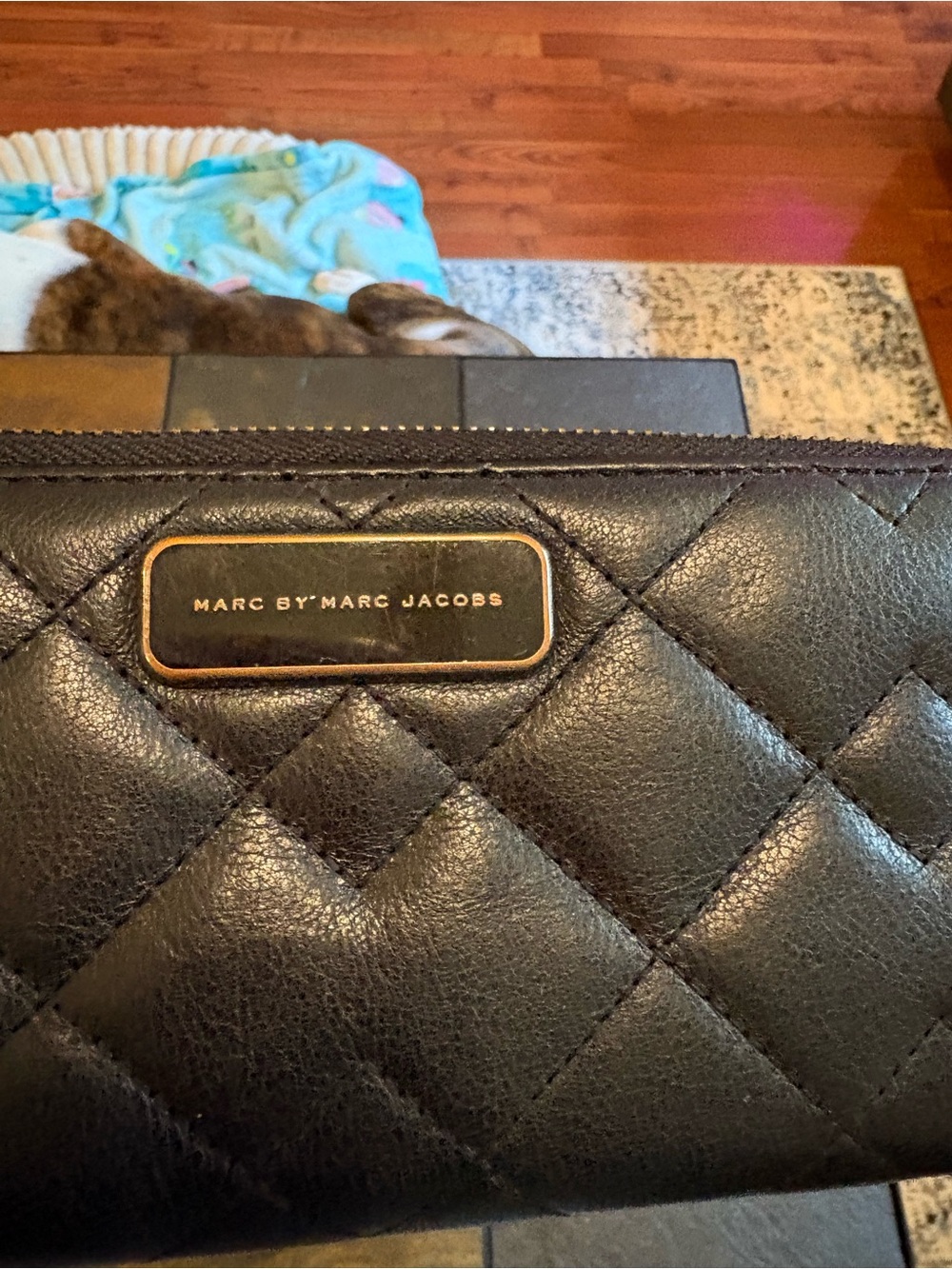 Marc by Marc Jacobs Black Quilted Logo Plaque Leather Wallet